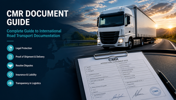 Eksempel på CMR-transportdokument brukt i europeisk veifrakt som viser forsendelsesdetaljer, signaturer og logistikkpapirer